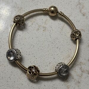 Pandora 14K bracelet W Charms